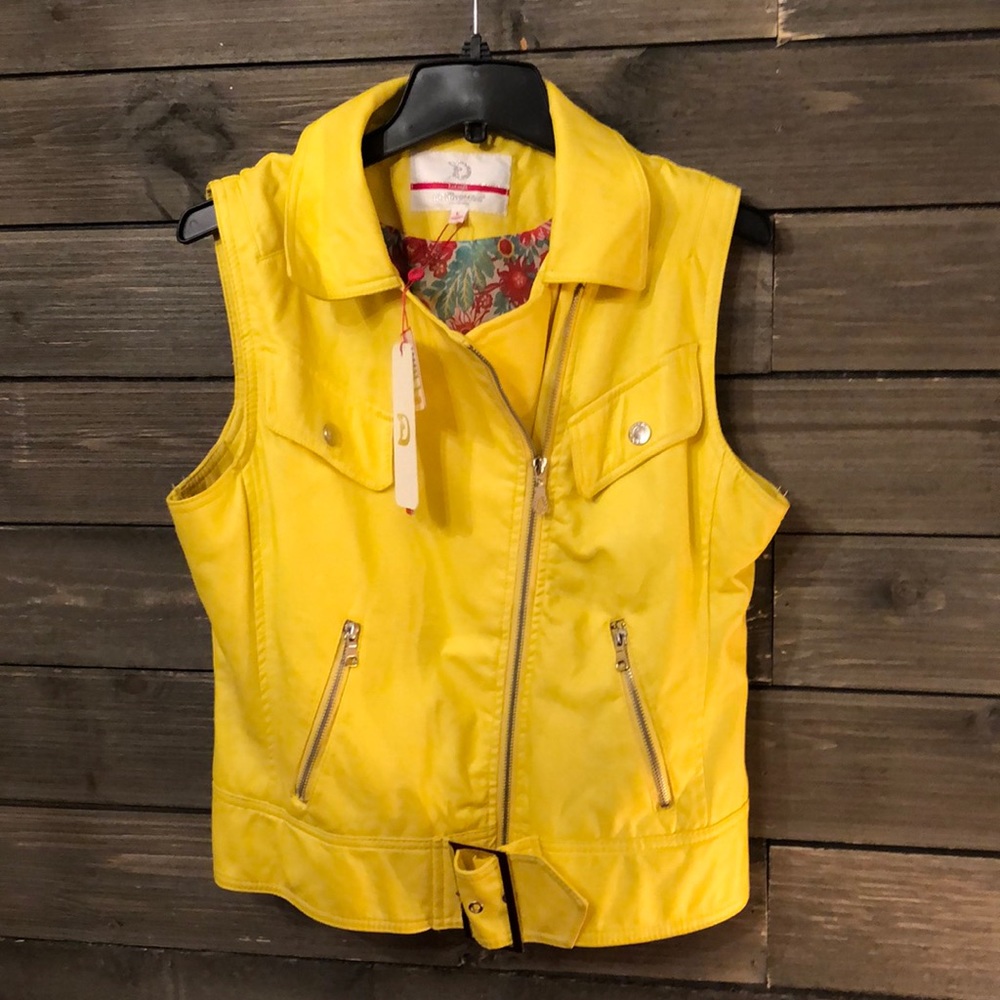 Bright Yellow Moto Style Vest.